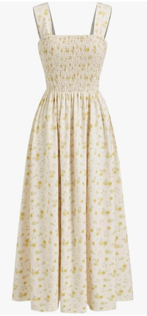 Stylelye Women's Floral Square Neck Midi Dress