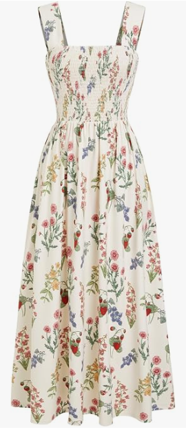 Stylelye Women's Floral Square Neck Midi Dress