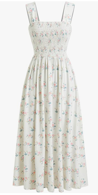 Stylelye Women's Floral Square Neck Midi Dress