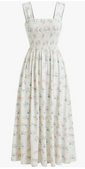 Stylelye Women's Floral Square Neck Midi Dress