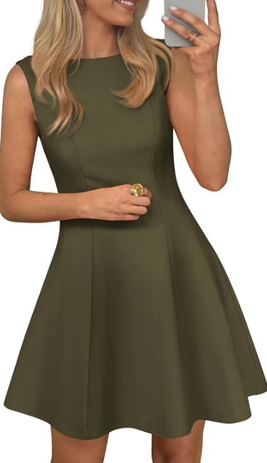 Stylelye Women's Boat Neck A-Line Mini Dress