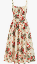 Stylelye Women's Floral Square Neck Maxi Dress