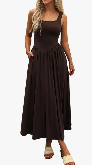 Stylelye Women's Sleeveless Square Neck Maxi Dress